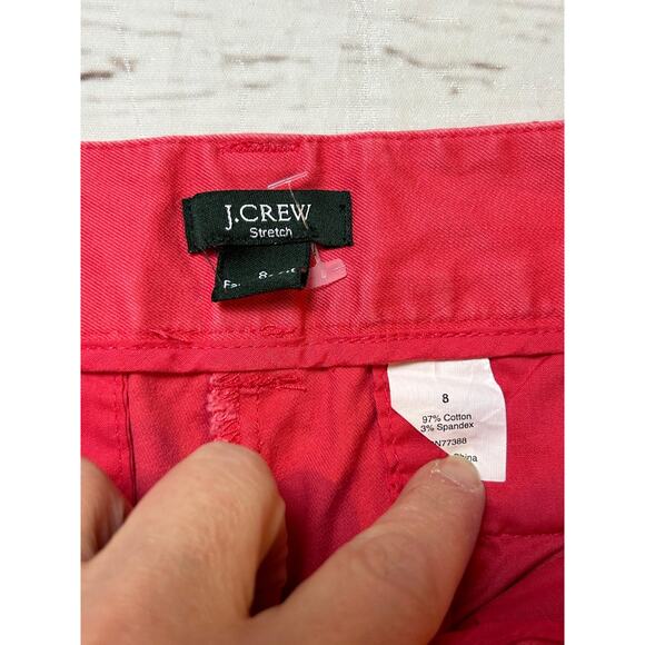 J Crew Pink Cropped Chino Pants Size 8 Perfect Fit Pink Bold Spring - Picture 2 of 7